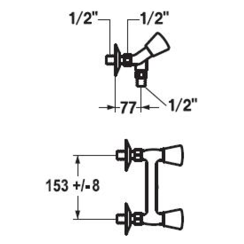 KWC Gastro K.24.42.00.000C76 Gastronomie-Zweigriff-Wandarmatur mit Schlauchanschluss 1/2"