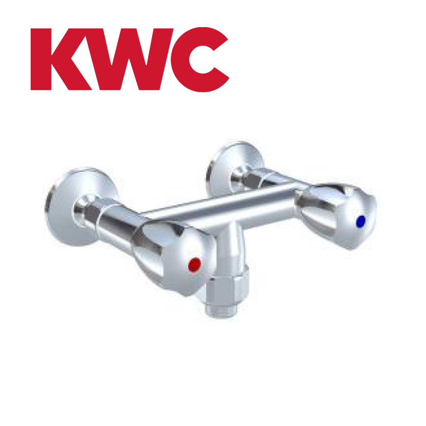 KWC Gastro K.24.42.17.000C86 Gastronomie-Zweihebel-Wandarmatur mit Schlauchanschluss 3/4"