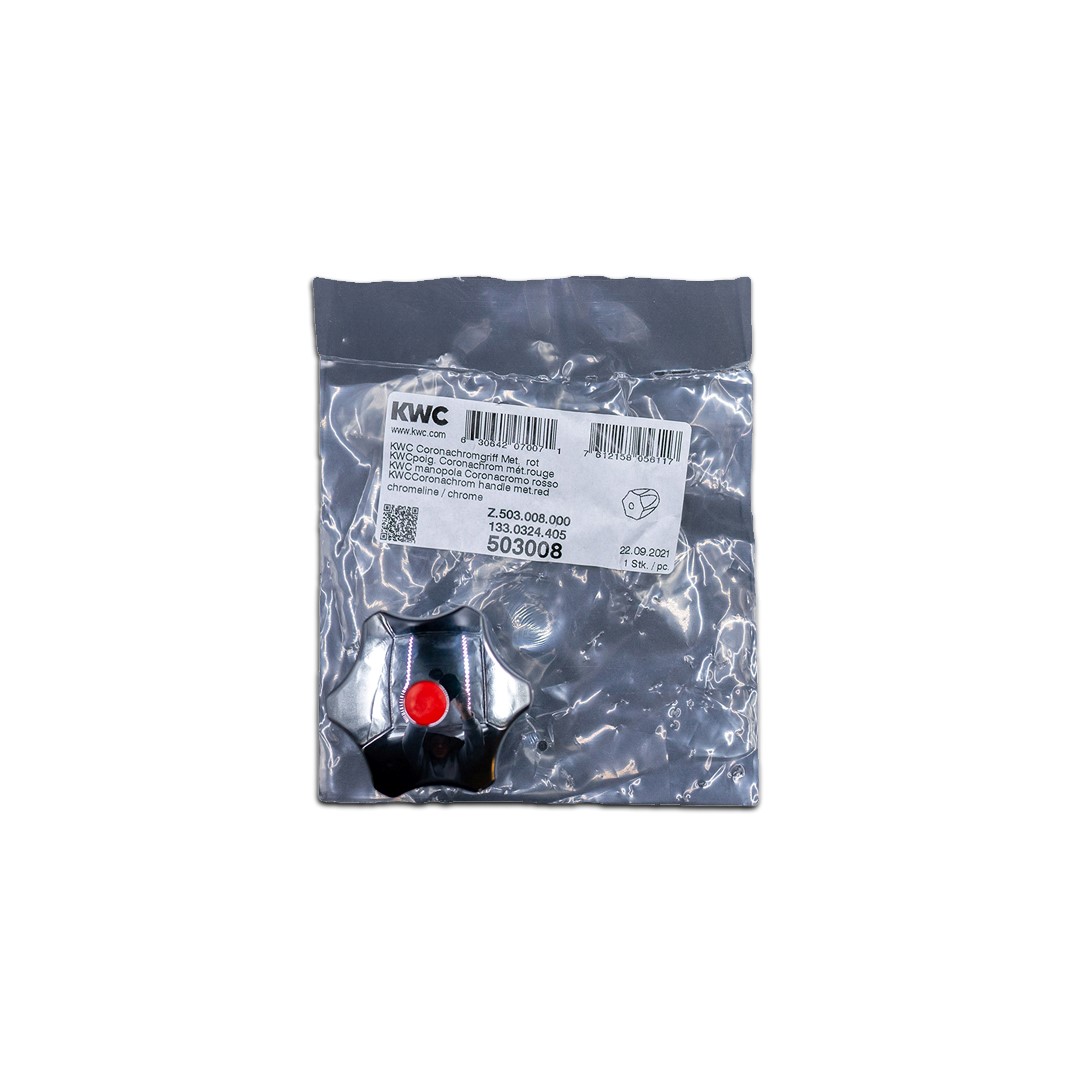 KWC Corona Chrom-Metallgriff ROT-Punkt "Warm" Z.503.008 für Gastro-Griffarmaturen